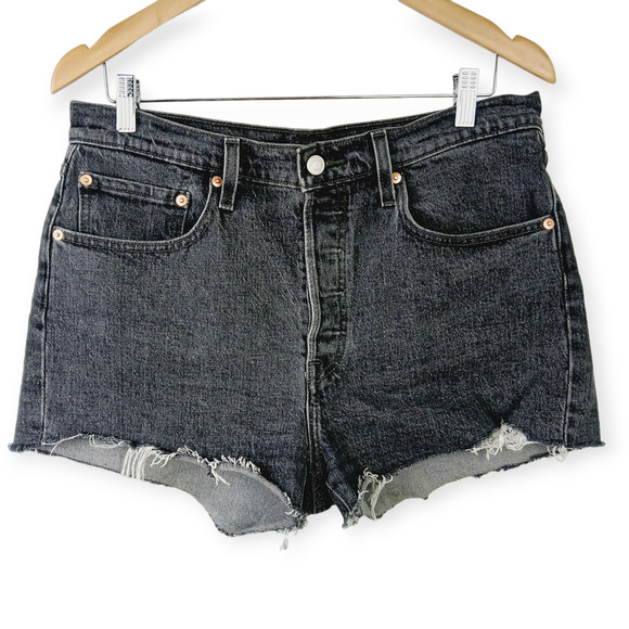 Levi's Premium Denim 501 Original Shorts SZ W30 Black S58022 56327-0046 - Picture 2 of 6